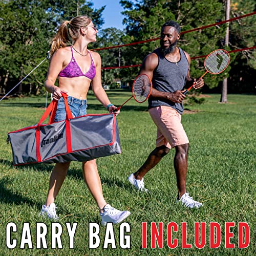 Franklin Sports Elite Badminton Net Set - Includes Badminton Rackets, Poles/Net, Stakes, Ropes, Boundary Kit - Beach Or Backyard Volleyball Badminton- Easy Setup #TOP7