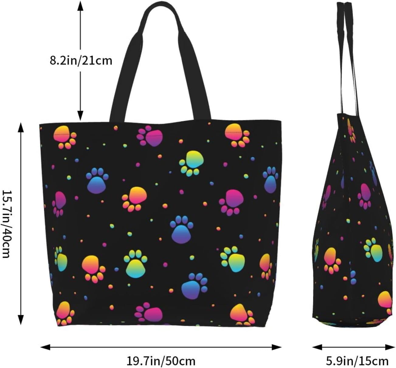 Fun Dog Paw Tote Bag For Women, Shoulder Bags Big Foldable Reusable Grocery Handbag For Travel Shopping Picnic