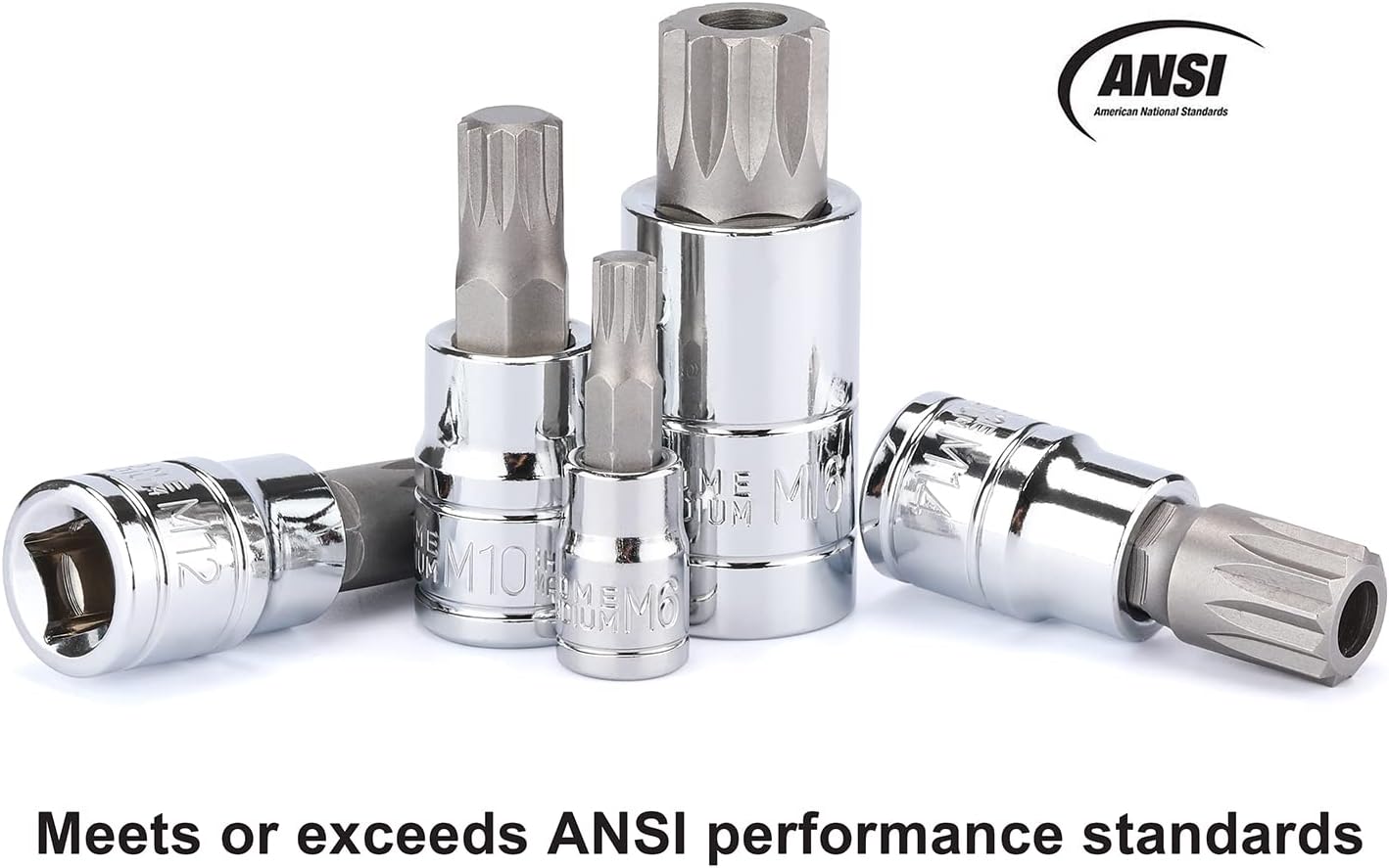 CASOMAN 10PCS 1/4-Inch, 3/8-Inch & 1/2-Inch Drive XZN Triple Square Spline Bit Socket Set, M4-M18, 12 Point Tamper Proof, Cr-V Sockets and S2 Steel Bits