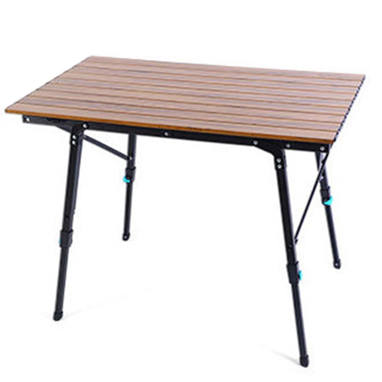 Table de camping portable réglable en hauteur et pliable effet bois 90cm