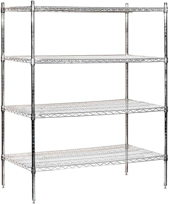Salsbury Industries Stationary Wire Shelving Unit, 48-Inch Wide by 63-Inch High by 24-Inch Deep, Chrome