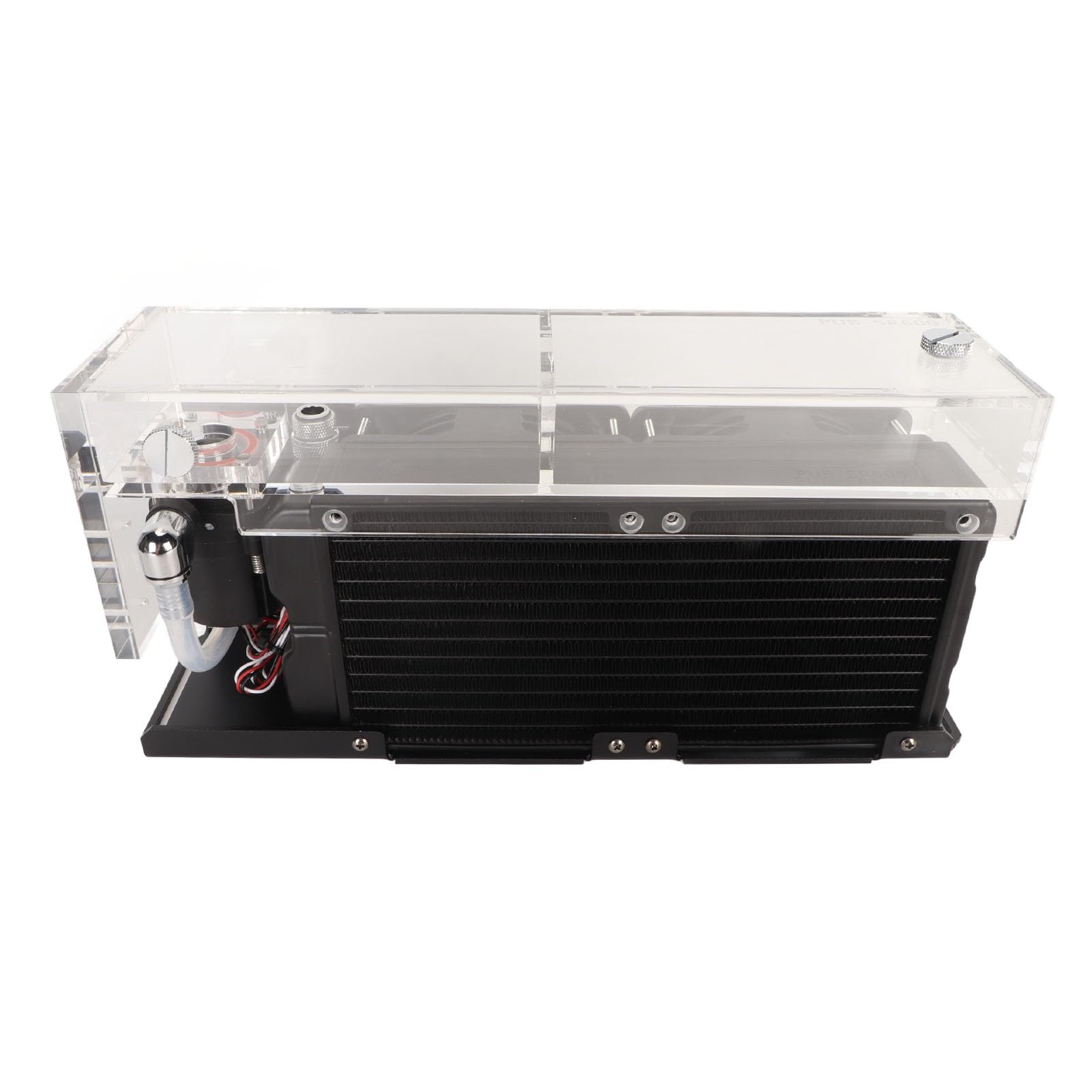 Sorandy Zbiornik na wodę 12 V, 5 A, 25 W, 1100 ml, mini pompa chłodząca wodą, pompa do systemów chłodzenia wodą PC, wentylator 4000 obr./min, zbiornik