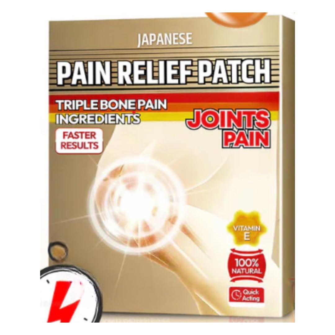Pain Relief Patch for Joint & Bone Pain – Vitamin E Enriched, Fast-Acting Natural Formula with Triple Action Ingredients – 100% Herbal Therapy (Pack of 1)