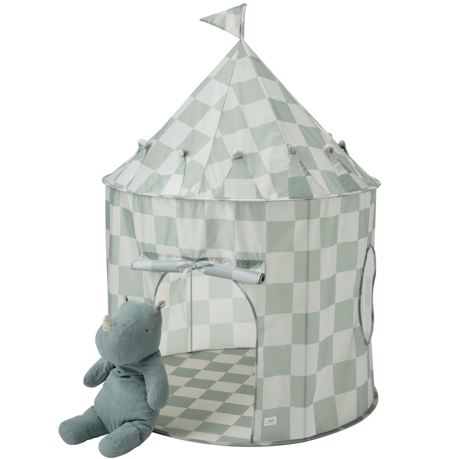 3 Sprouts Spielzelt für Kinder – Indoor Tippi Zelt in Grün mit Schachbrett Muster