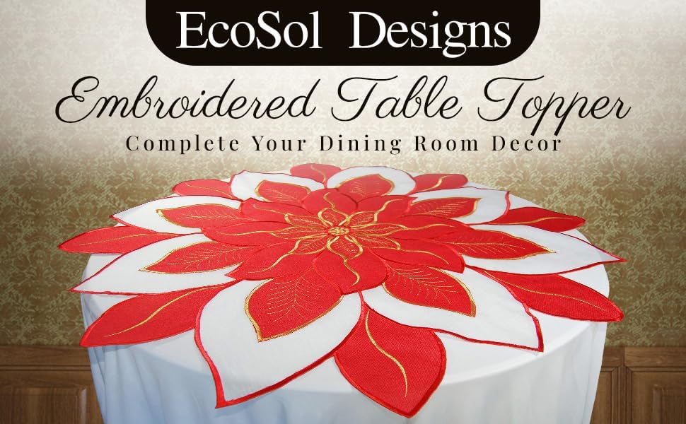 Miniatura 3 de EcoSol Designs - Cubierta de mantel pequeño bordado, elegante camino de mesa centro de mesa para mesa redonda o cuadrada, ideal para eventos,