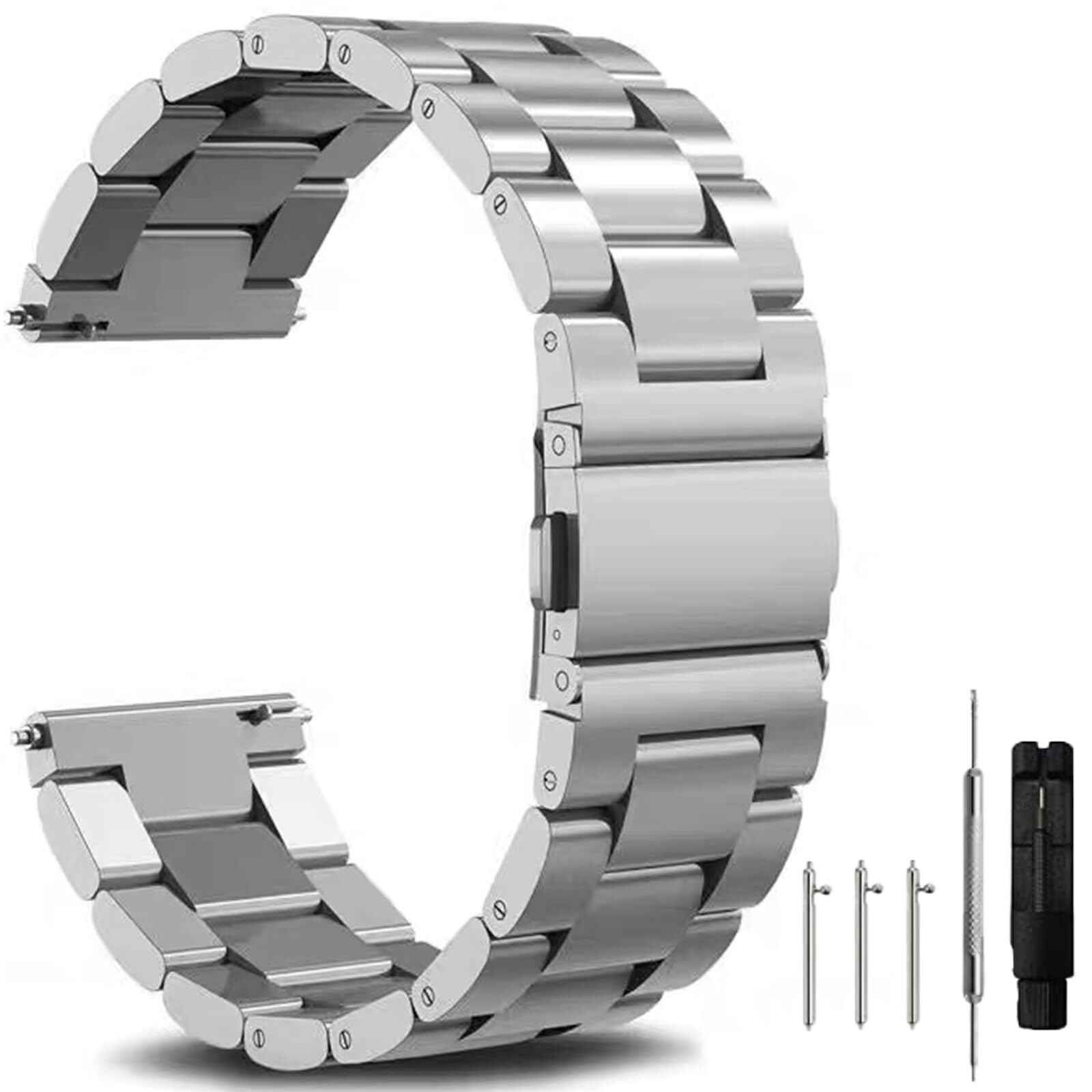 CZKE Correa de reloj de acero inoxidable de liberación rápida de metal cepillado mate de 18 mm, 20 mm, 22 mm, correa de repuesto para reloj inteligente para hombres y mujeres