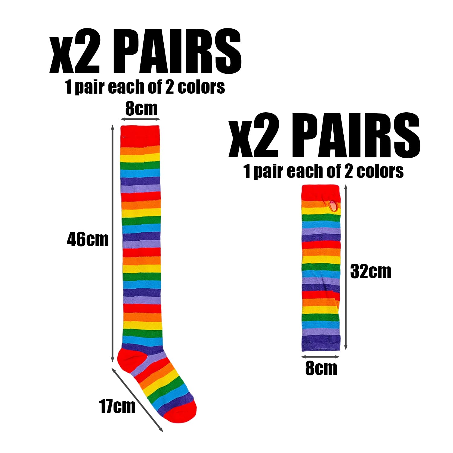TVSVKWE 2 works Of Colorful Striped Socks And 2 works Of Colorful Striped Gloves, Stylish Personality Gloves - Image 2