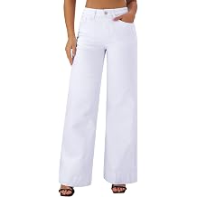 roswear Womens Wide Leg Jeans with Stretch | High Waisted, Stretchy Denim, Ultra Baggy, Loose Fit Pants, Casual Vacation Outfits, Classic Pockets