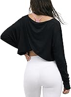 Sanutch Women's Split Back Long Sleeve Crop Yoga Top - Buttery Soft Breathable Boat Neck Athleisure Tee