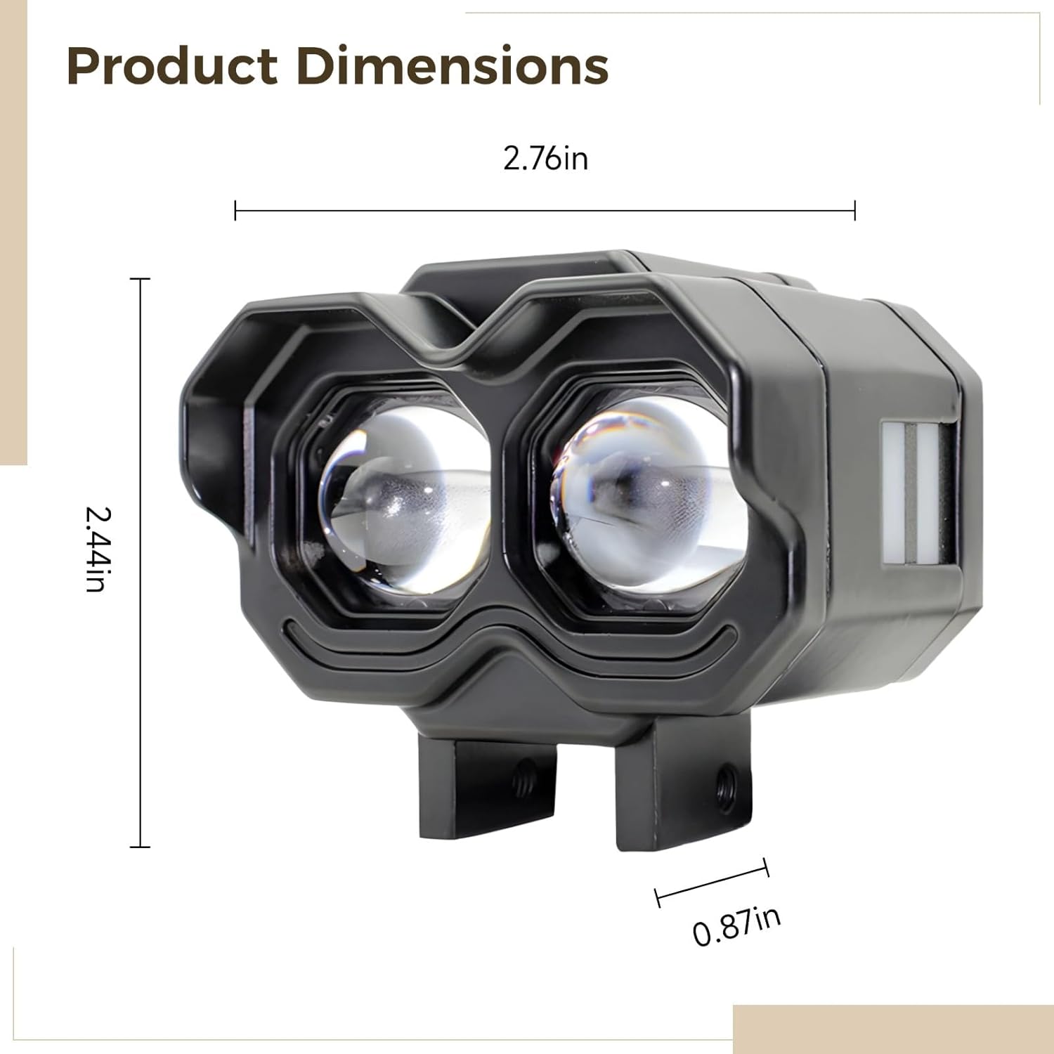 Led Fog Lights Kit for Motorcycles, Super Bright Dual Led Headlights with White and Yellow Dual Beam, Universal Fit Aluminum Housing, Adjustable Bracket Mount