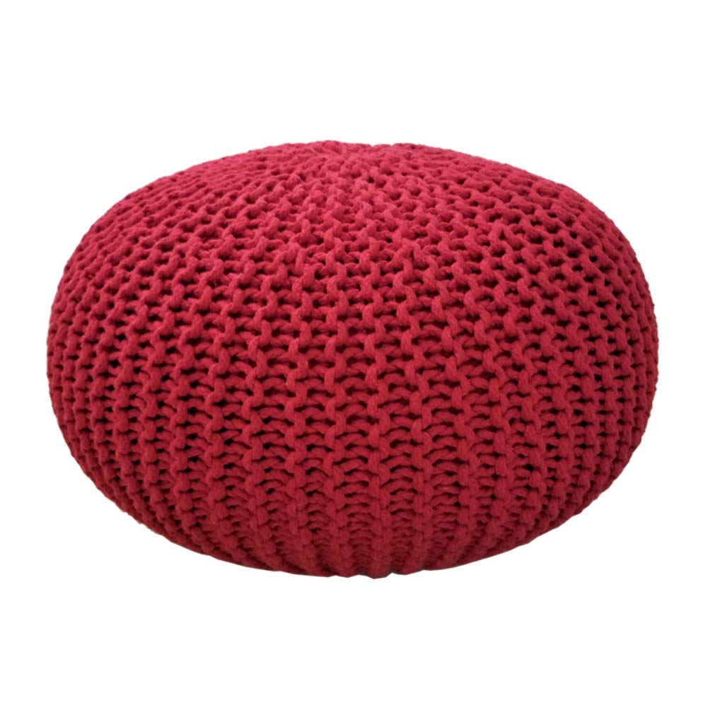 Pouf tissé à la main rouge de qualité artisanale pour canapé