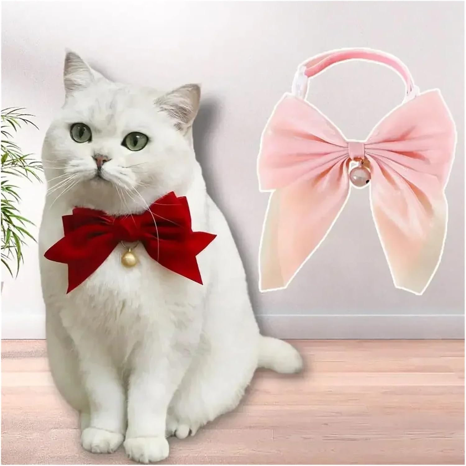 Cat Kitten Velvet Bowknot Pet Collar, Adjustable Comfortable Decorative Neck Circle Bow for Small Cats, Soft Pet Accessories(D)