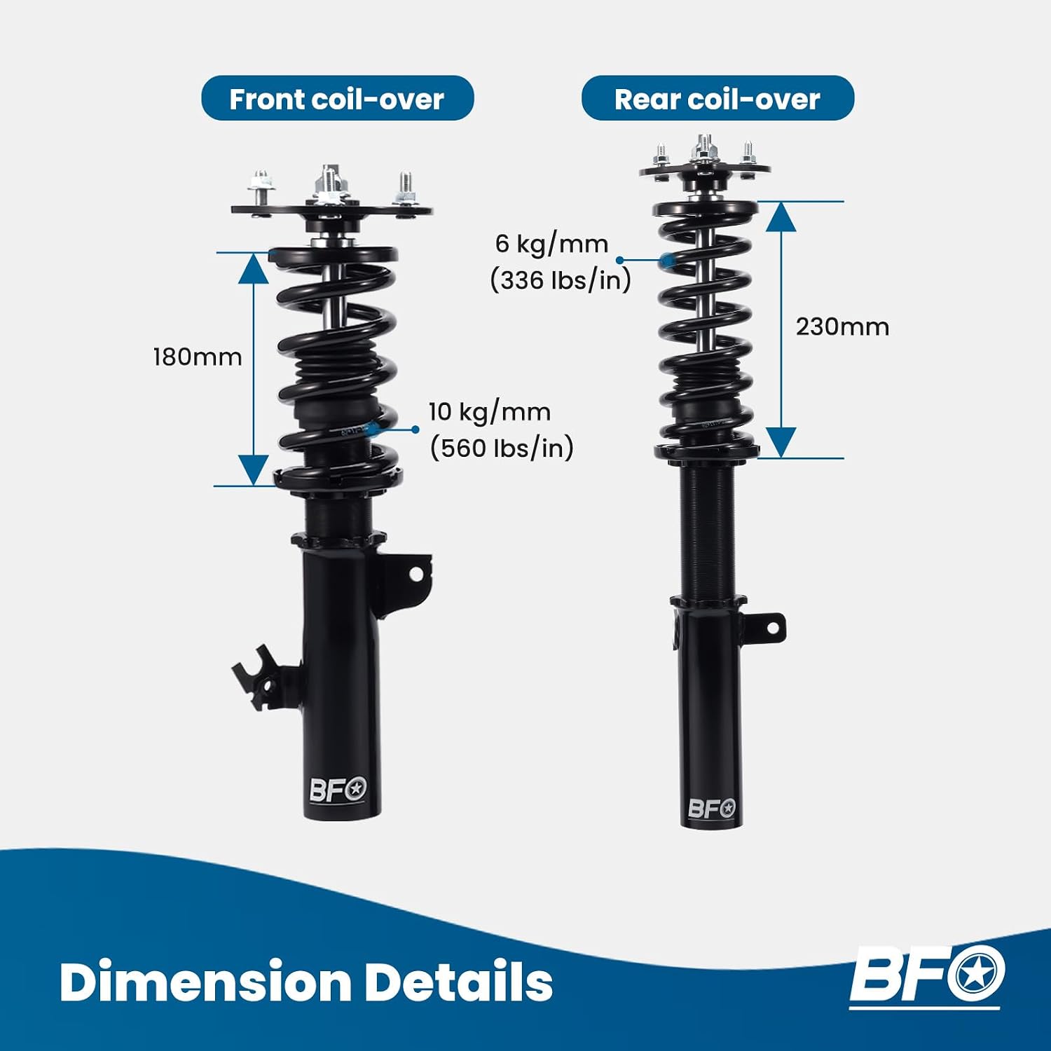 BFO Coilovers for Toyota Camry 1992-2001, for Toyota Solara 1999-2003, for Toyota Avalon 95-03, for Lexus ES300 1992-2001, Height Adjustable Coilovers Suspension Kit, Preset Damping Lowering Kit