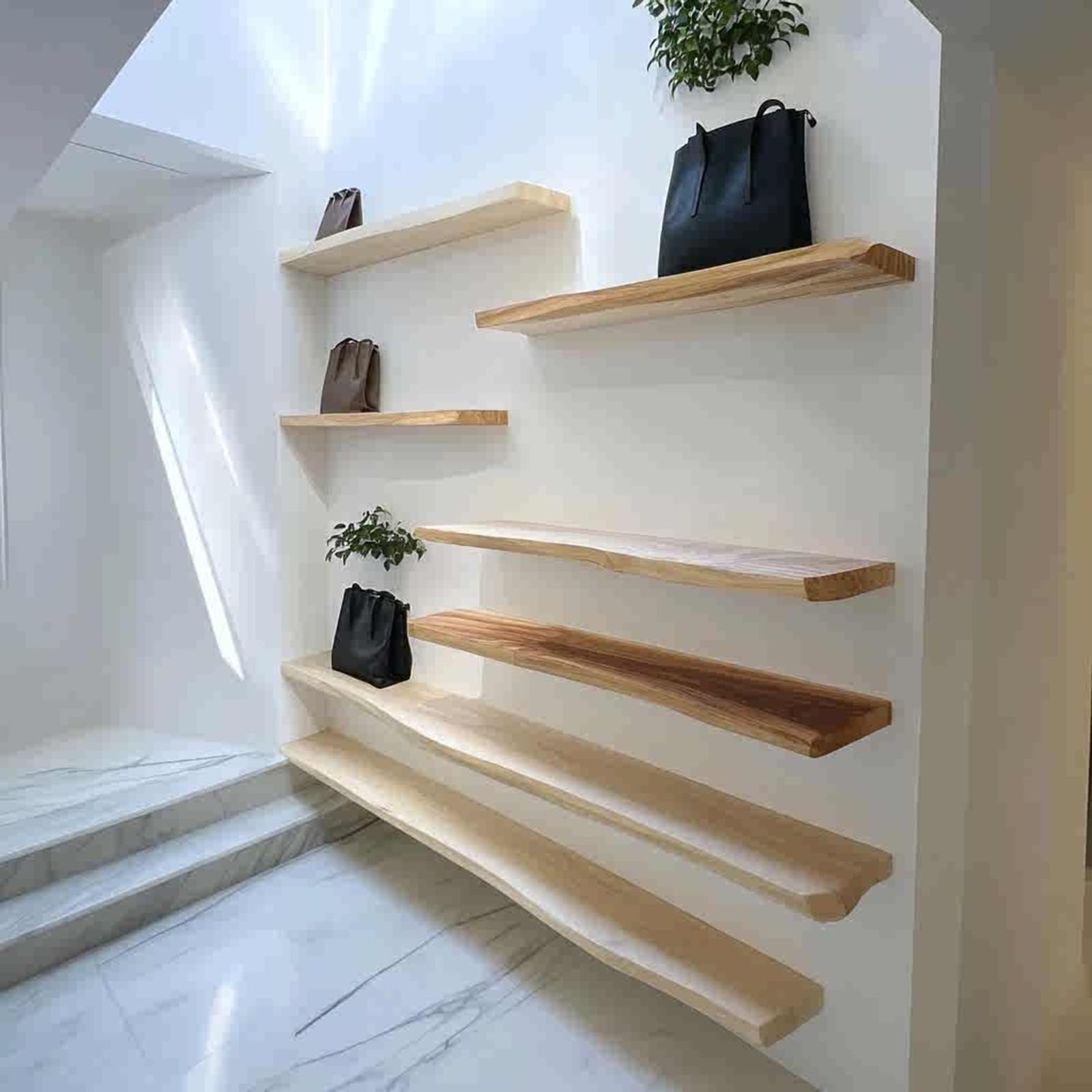 40/60/80/120/140cm Scaffale da Parete in Legno Massiccio, Mensole Galleggianti Irregolari Naturali con Staffe Invisibili, Mensole per La Decorazione del Soggiorno(Size:60cm)