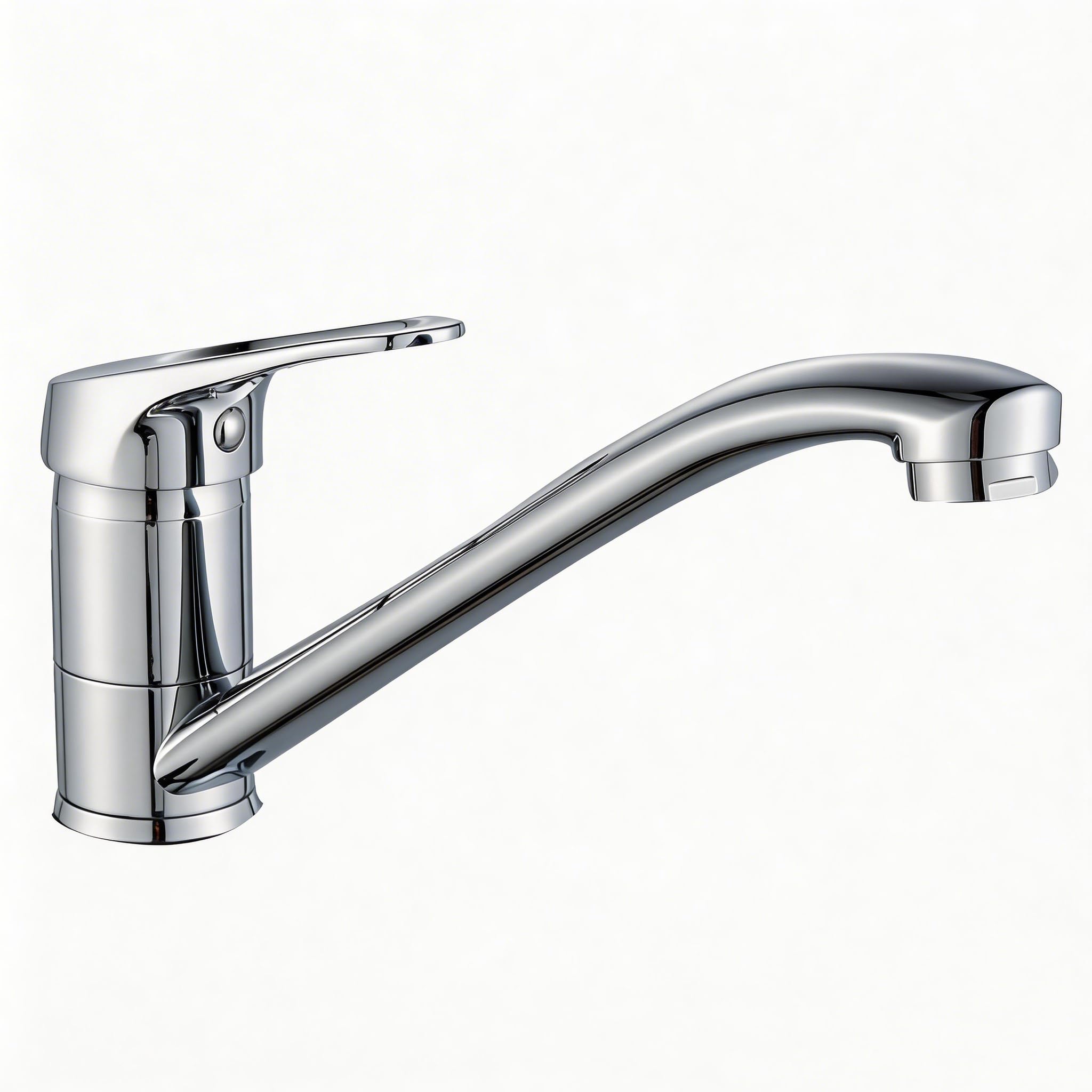 BELZ Küchenarmatur Wasserhahn, 360° Drehbare Einhebelmischer Mischbatterie, mit Keramikkartusche & 60cm Schlauch (Messing Chrom)