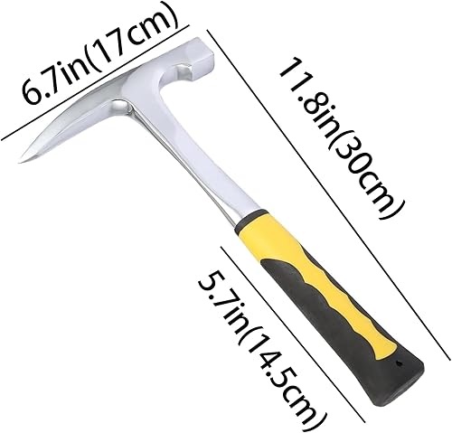 Miniatura 10 de KEILEOHO Martillo de púa de roca de 32 onzas, martillo de ladrillo, martillos geólogos de acero de 11.8 pulgadas, martillos de albañilalbañil con