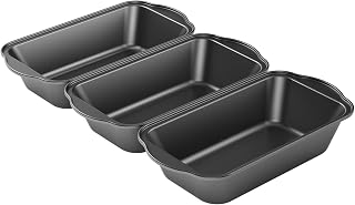Tiawudi 3-Pack Nonstick Carbon Steel Large Loaf Pans, 9.5x5 Inch Bread Baking Pans Oven Safe 450°F