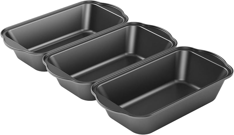 Tiawudi Paquete de 3 moldes para pan antiadherentes de acero al carbono, molde para pan grande, 9 1/2 "x 5"