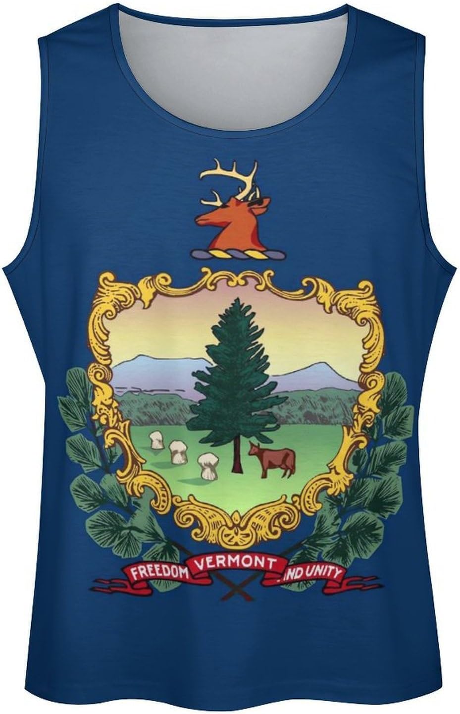 Vermont Flag Mens Tank Tops Sleeveless Muscle Shirts Beach Casual Gym Shirt Vest Tee Tops