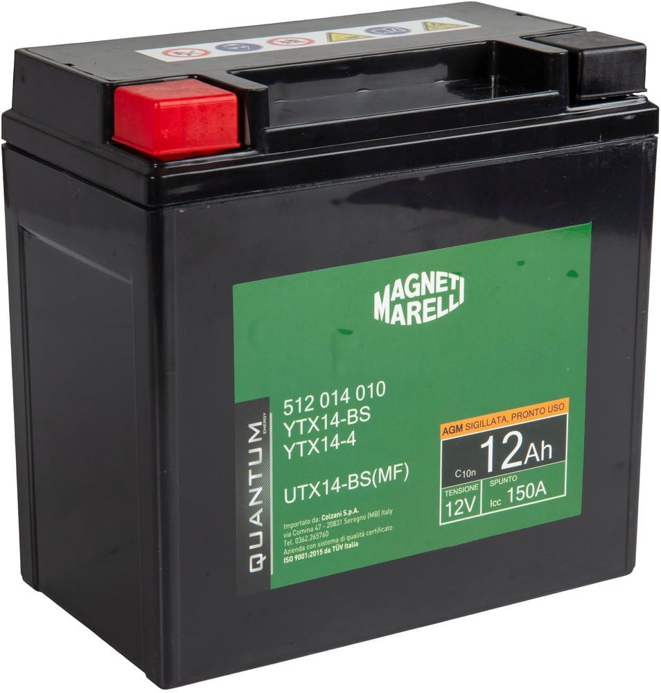 Quantum Energy Magneti Marelli Batteria Quantum 12Ah AGM 150A | Batteria Moto E Scooter 12V - Avviamento Affidabile, Tecnologia AGM E Prestazioni Costanti