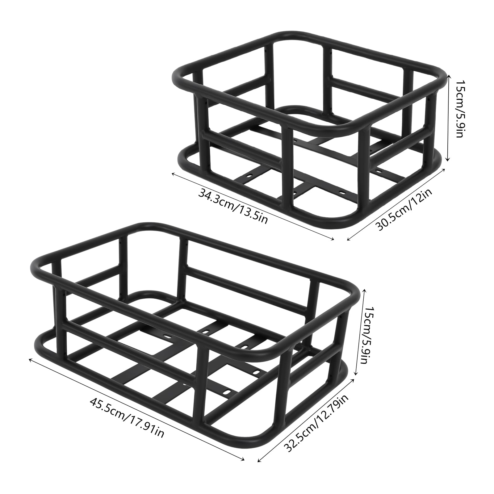 Fahrradkorb Hinten 34,3x30,5x15 Cm – Stabiler Eisenkorb Mit Cargo-Netz, 16 Befestigungslöcher, 15 Kg Tragkraft, Für MTB, Citybike & E-Bike