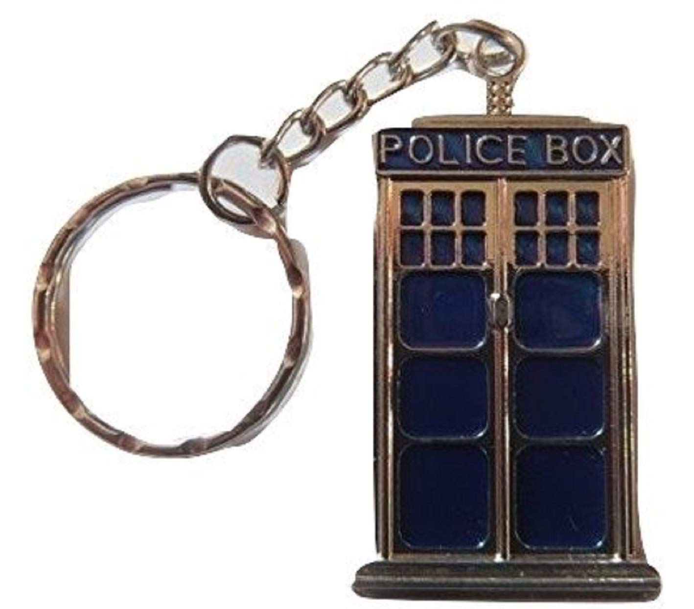 Starfish Records Large Whovian Police Phone Box Keyring Enamel DR Time Traveller Police Telephone Box 50mm x 27mm