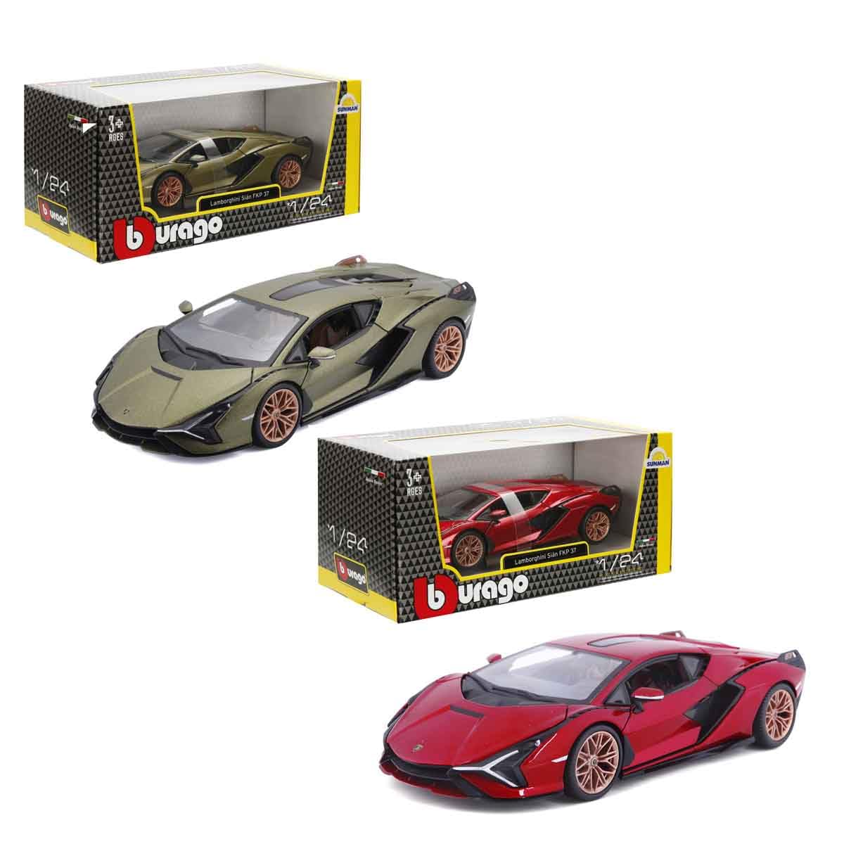 Bburago B18-21099G Die-Cast Lamborghini SIAN FKP 37 Collectible Model Race Car-1:24 Scale Green, Assorted Designs and Colours, One Size