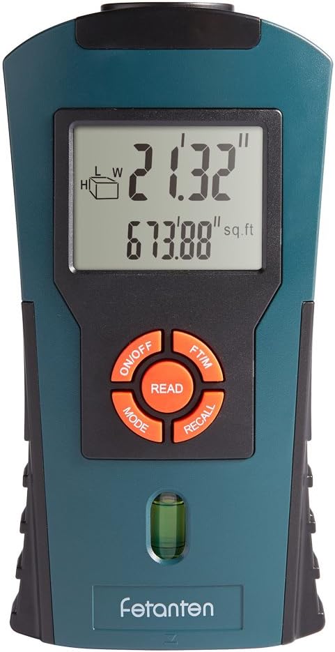 Ultrasonic Laser Measuring Device with Length Area Measurement,Volume Calculation,Range Finder Distance Measuring Tool 52 Feet (16M),One 9V Battery Included