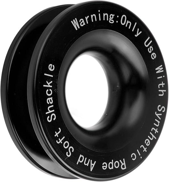 Akozon Winch Recovery Ring, 41000lbs Aluminum Winch Snatch Recovery Ring For 7/16in 1/2in Soft Shackle with 3/16in 1/4in 3/8in Rope (Black)