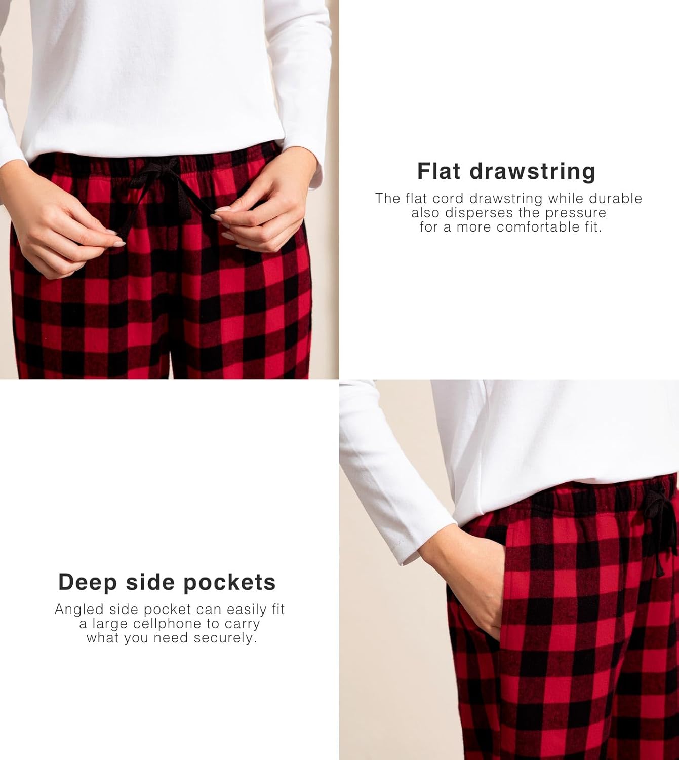 LAPASA Women's Pajama Pants, Comfy Lounge Sleep PJ Pants with Drawstring and Pockets L74 Flannel / L109 Fleece - Image 5