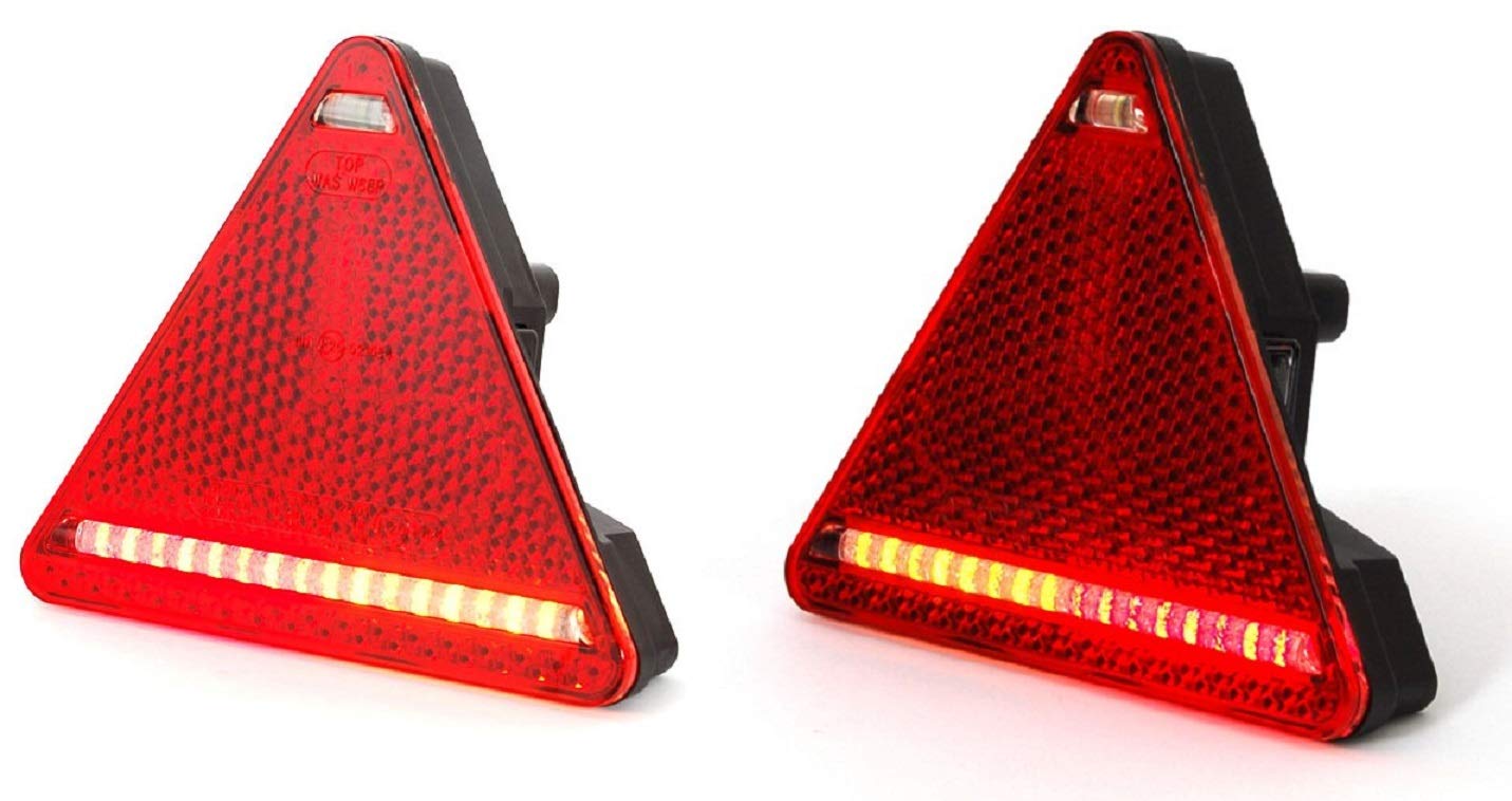 2 x trójkątny reflektor retro tylne światła LED tylne lampy E20 oznaczone ECE zatwierdzone