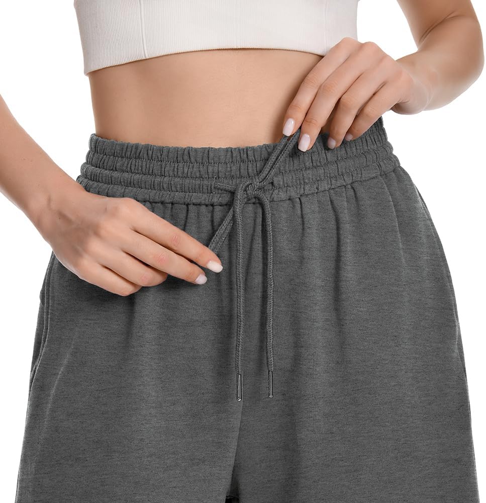 Womens Athletic Sweat Shorts Drawstring High Waisted Short Baggy Lounge Cotton Long Bermuda Shorts with Pockets - Image 5