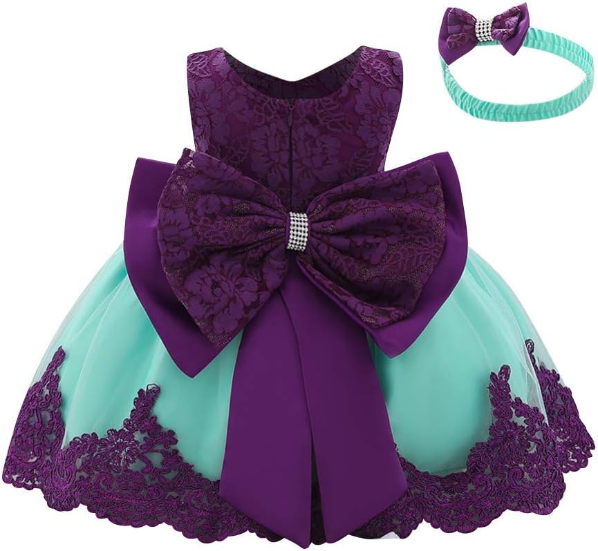 OBEEIIBaby Girl Lace Flower Ruffle Tutu Dress First Christening Baptism Holy Communion