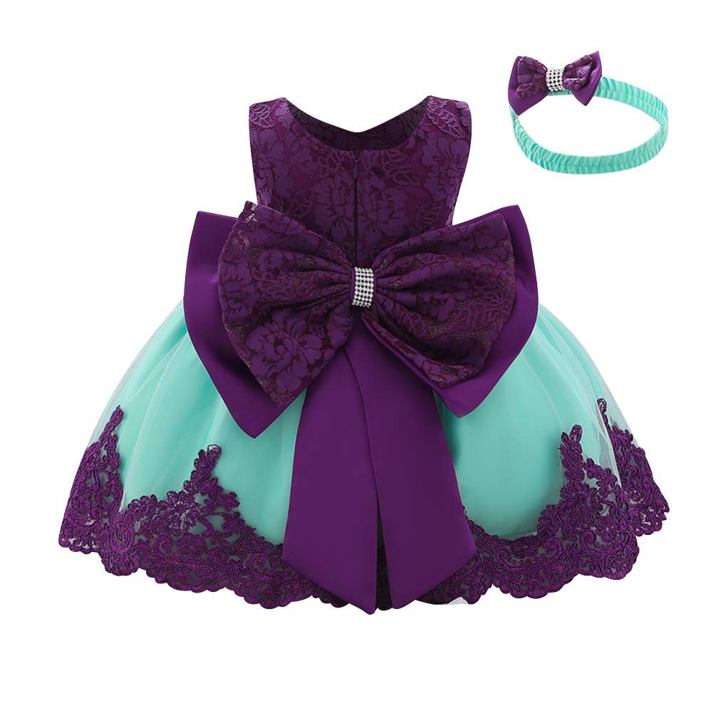 OBEEIIBaby Girl Lace Flower Ruffle Tutu Dress First Christening Baptism Holy Communion