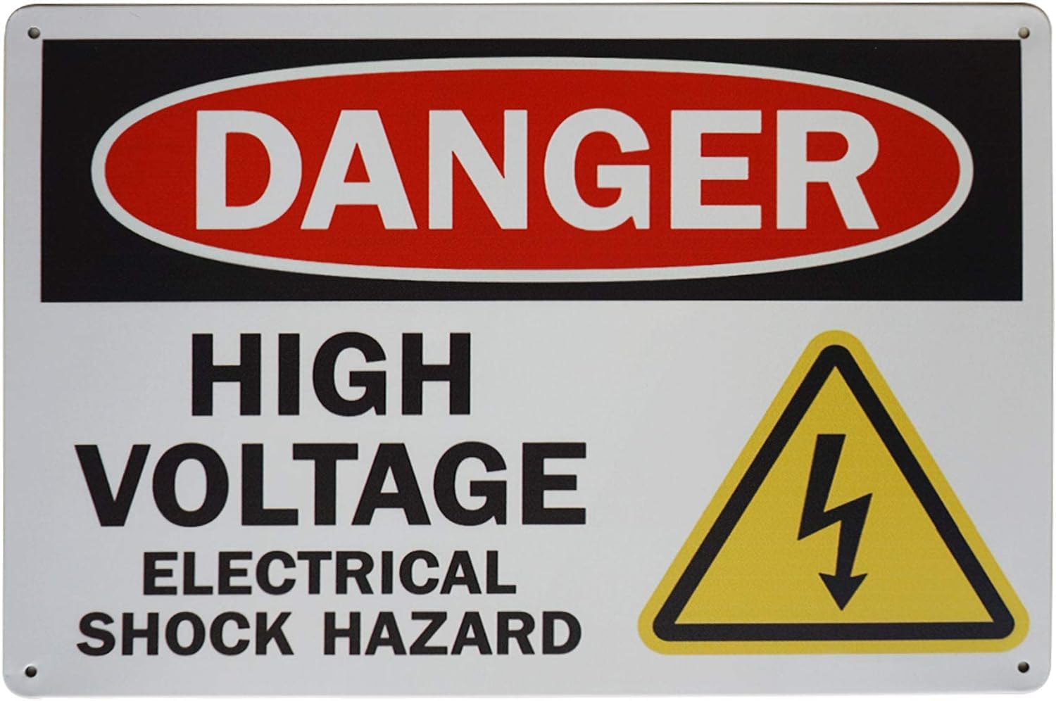 High Voltage Electrical Shock Hazard Rust-Free Aluminum Warning Sign - Weather Resistant, Waterproof, Easy to Mount for Power Station, Roadside, Indoor/Outdoor Lawn 8""x12""​