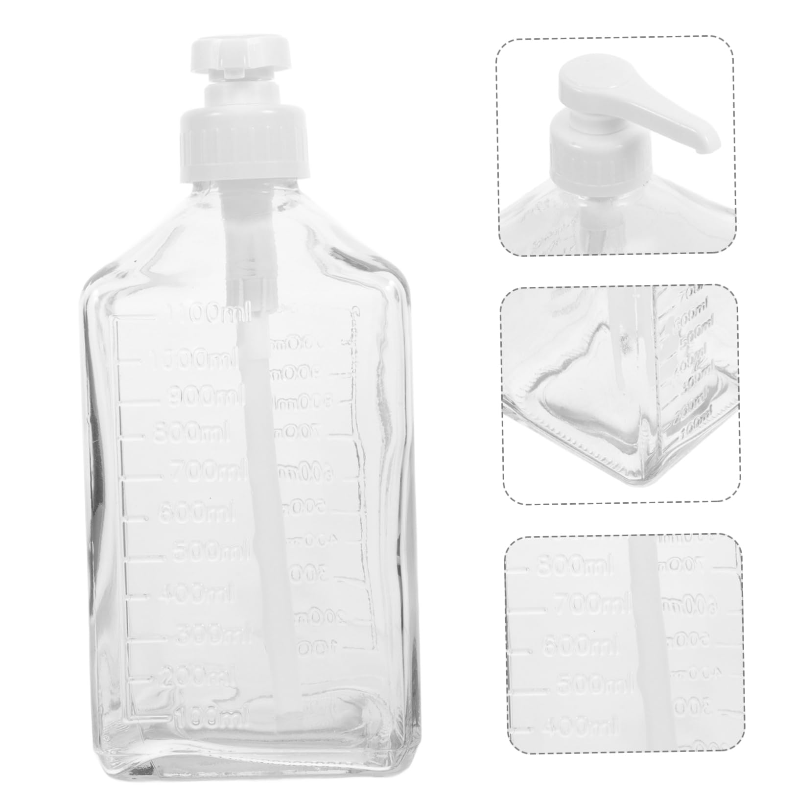 Glas Sirupspender 1100ml mit Kunststoffpumpe Messfrei und Einfache Dosierung für Bäckerei und Supermarkt zum Praktischen Servieren