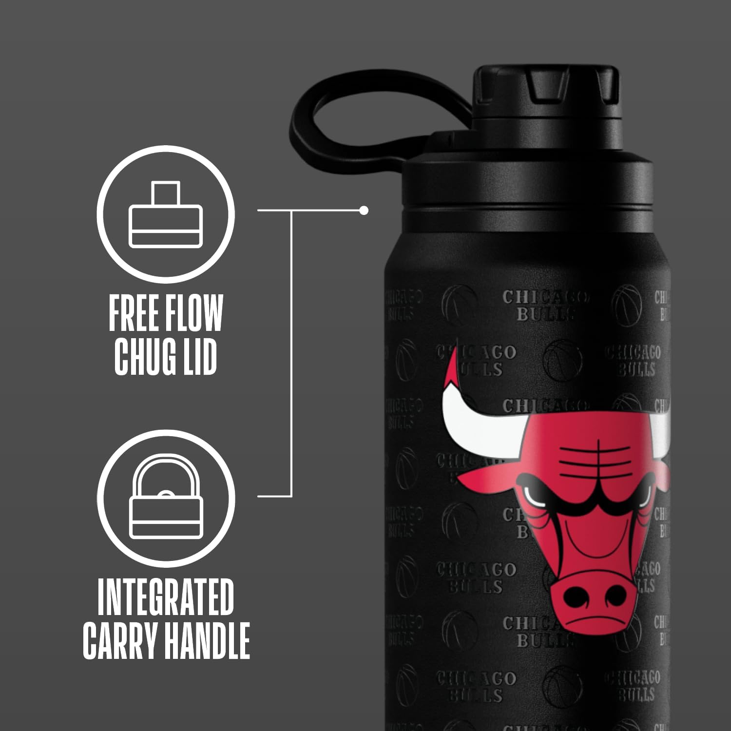 Hydrapeak x NBA Officially Licensed Chicago Bulls 26 oz Active Water Bottle with Chug Lid and Handle Reusable Stainless Steel Double Wall Insulated Sports Gift - Image 5