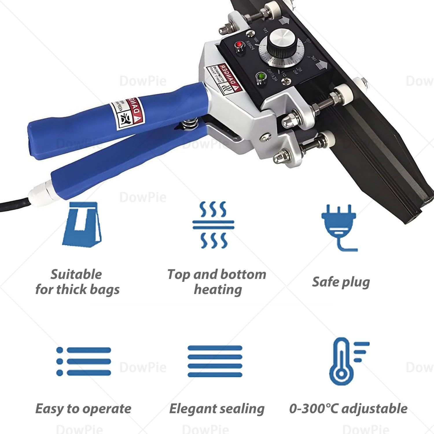 Sellador térmico de mano, resellador de bolsas multiusos portátil para uso alimentario e industrial, revestimiento de teflón, ideal para cocina, 300 mm