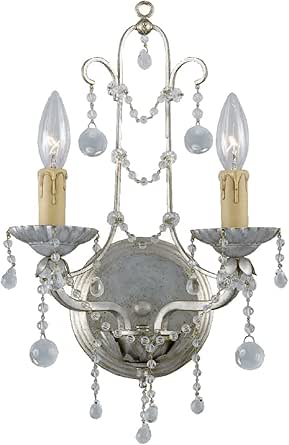 Crystorama Paris Market 2 Light Silver Leaf Sconce