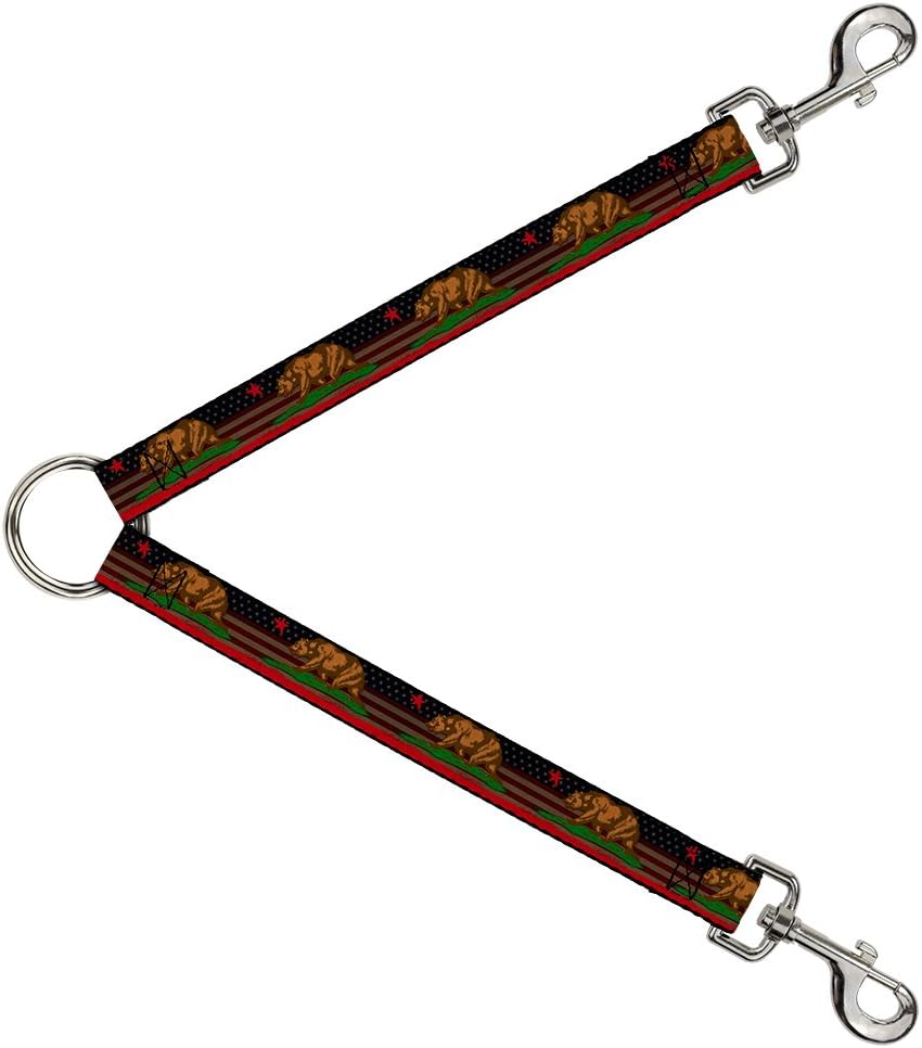 Buckle-Down Dog Leash Splitter Cali Bear Star Stripe Us Flag Stretch 1 Foot Long 1 Inch Wide