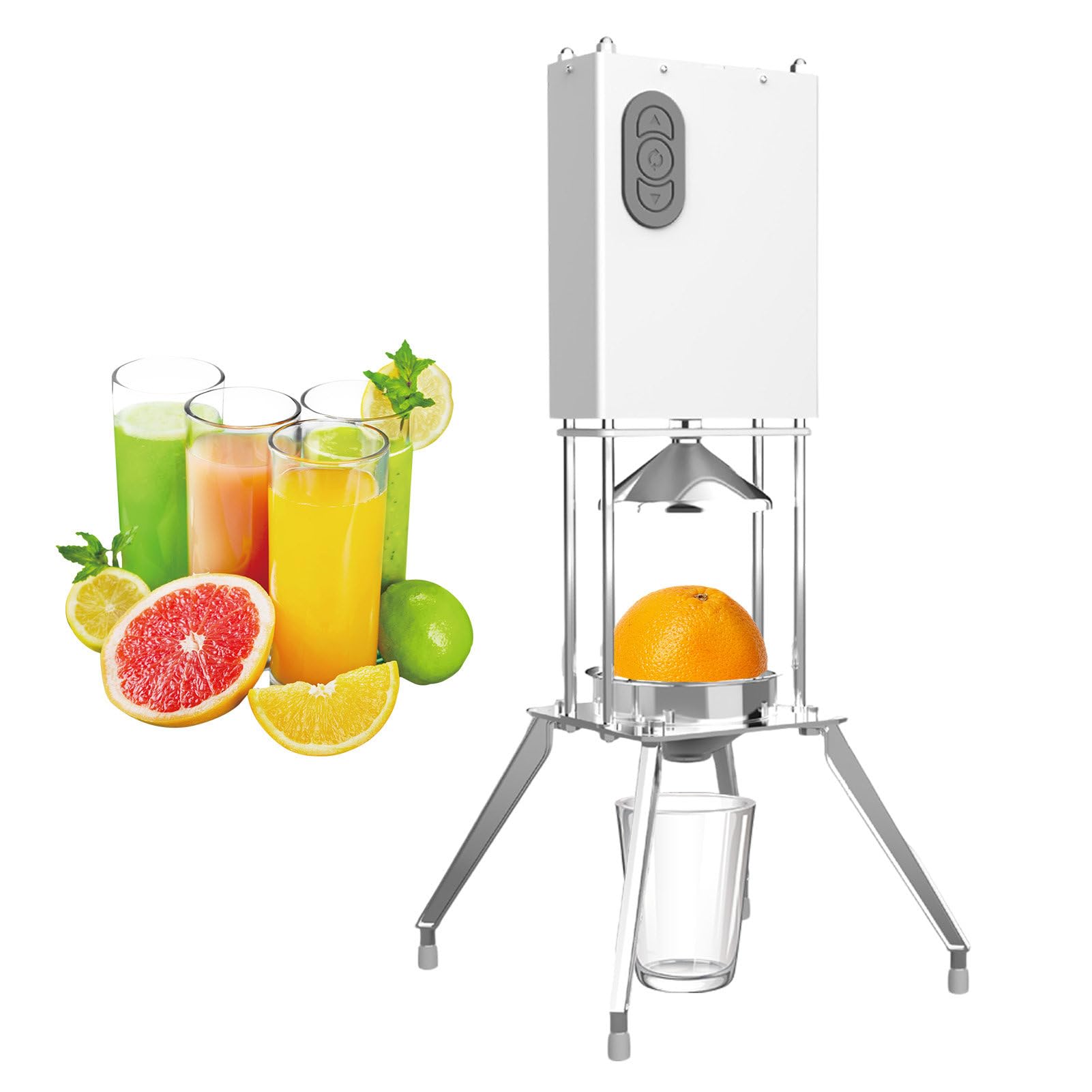Extractor eléctrico Zumo cítricos - Exprimidor Naranjas Calidad Comercial con construcción Acero Inoxidable - Exprimidor Profesional cítricos para Naranjas - Exprimidor Masticador eficiente