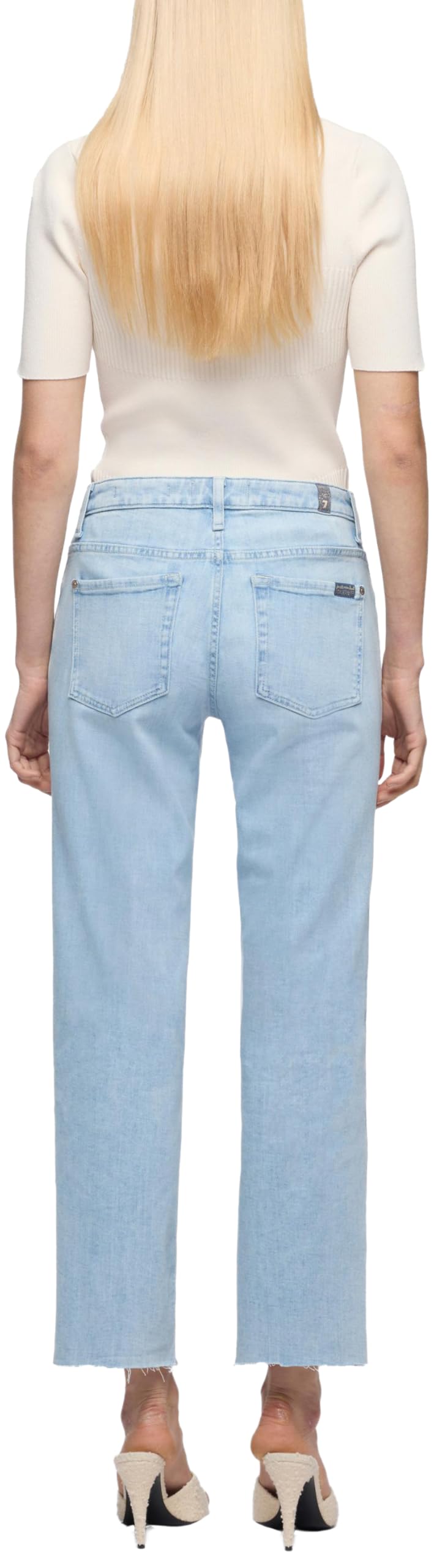 7 For All Mankind - Calie Straight Ankle Dewdrop with Raw Cut, Jeans Donna