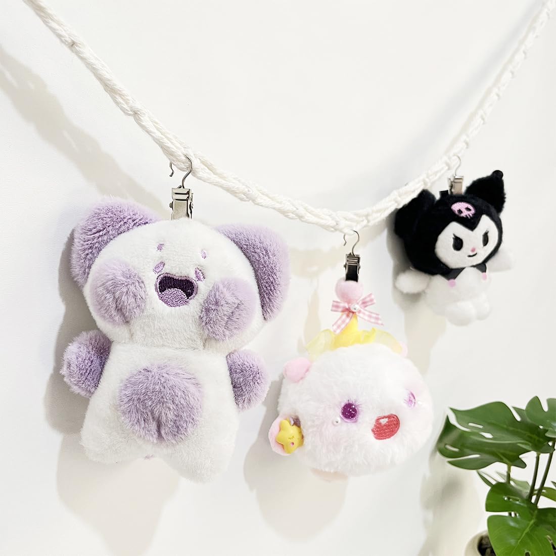 2M Porta Peluche da Appendere, Supporto per Animali di Peluche da Appendere, Porta Peluches Salvaspazio, Con 20 Clip in Metallo per la cameretta dei bambini