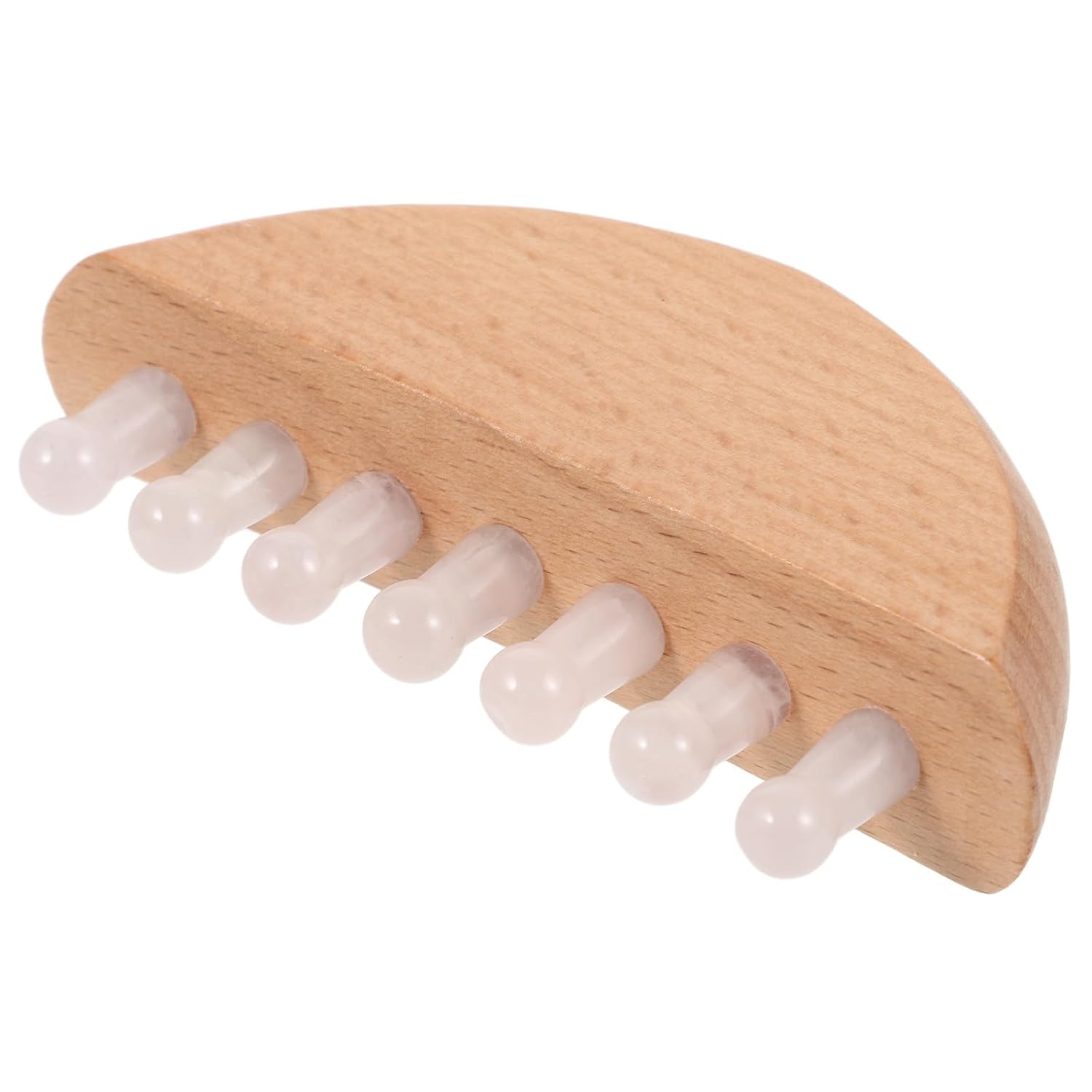 RUNROTOO Lightweight Wooden Scalp Massager Comb with Pink Artificial Jade and Wide Teeth for Hair Detangling