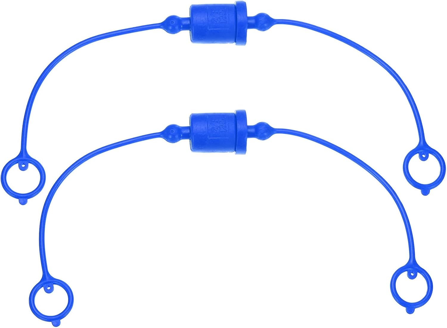 PATIKIL ISO-A 3/8 Hydraulic Coupler Male Dust Cap and Female Plug Cover, 2 Sets Hydraulic Quick Connect Coupling with Retention Ring Keeps Cap Connected to Hose, Blue