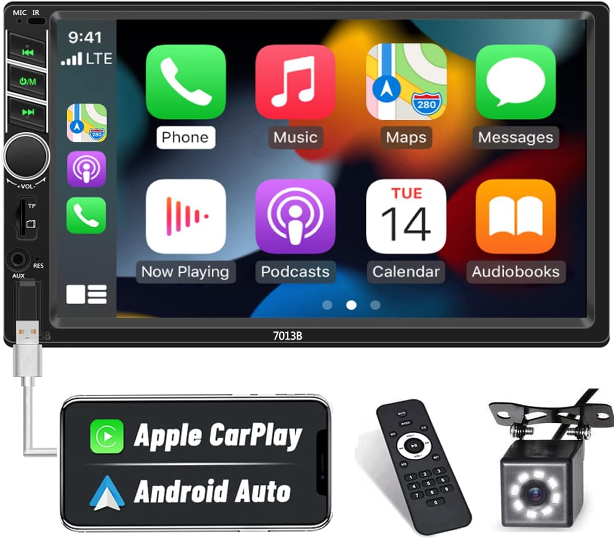 Double Din Car Stereo Radio Voice Control Apple Carplay