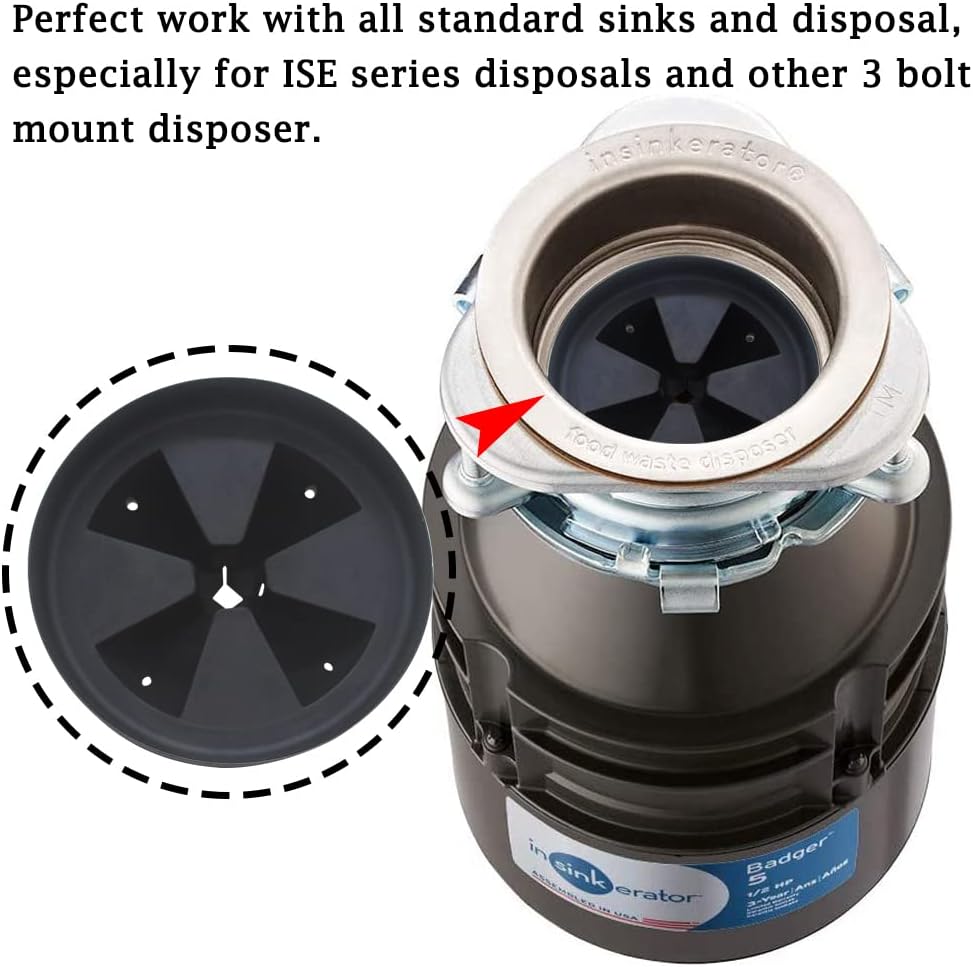 Joywayus 2PCS 3-3/8 Inch Black Rubber Garbage Disposal Splash Guard Quiet Collar Sink Baffle Replacement Upgraded Removable Drain Plugs Multi-Function Food Waste Disposer Parts Accessories