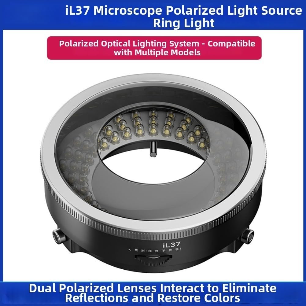 Mikroskop-Ringlicht, IL37, 96 LEDs, polarisiert, blendfrei, energiesparend, für Labor, wissenschaftliche Forschung und Inspektion
