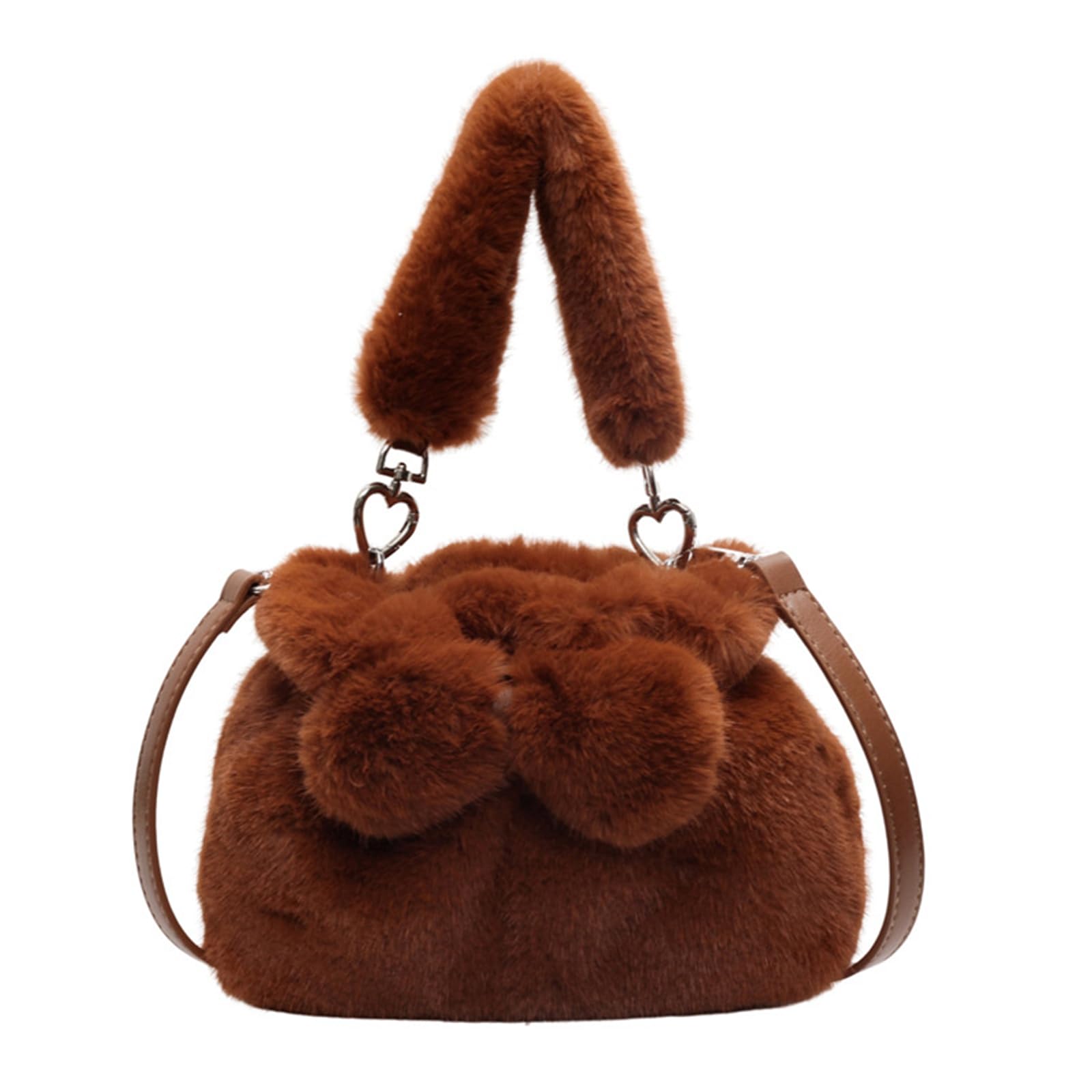 CORIOS Soft Plush Shoulder Bag for Women Fluffy Handbag Cute Fuzzy Crossbody Bag Furry Top Handle Bag Elegant Satchel Bag