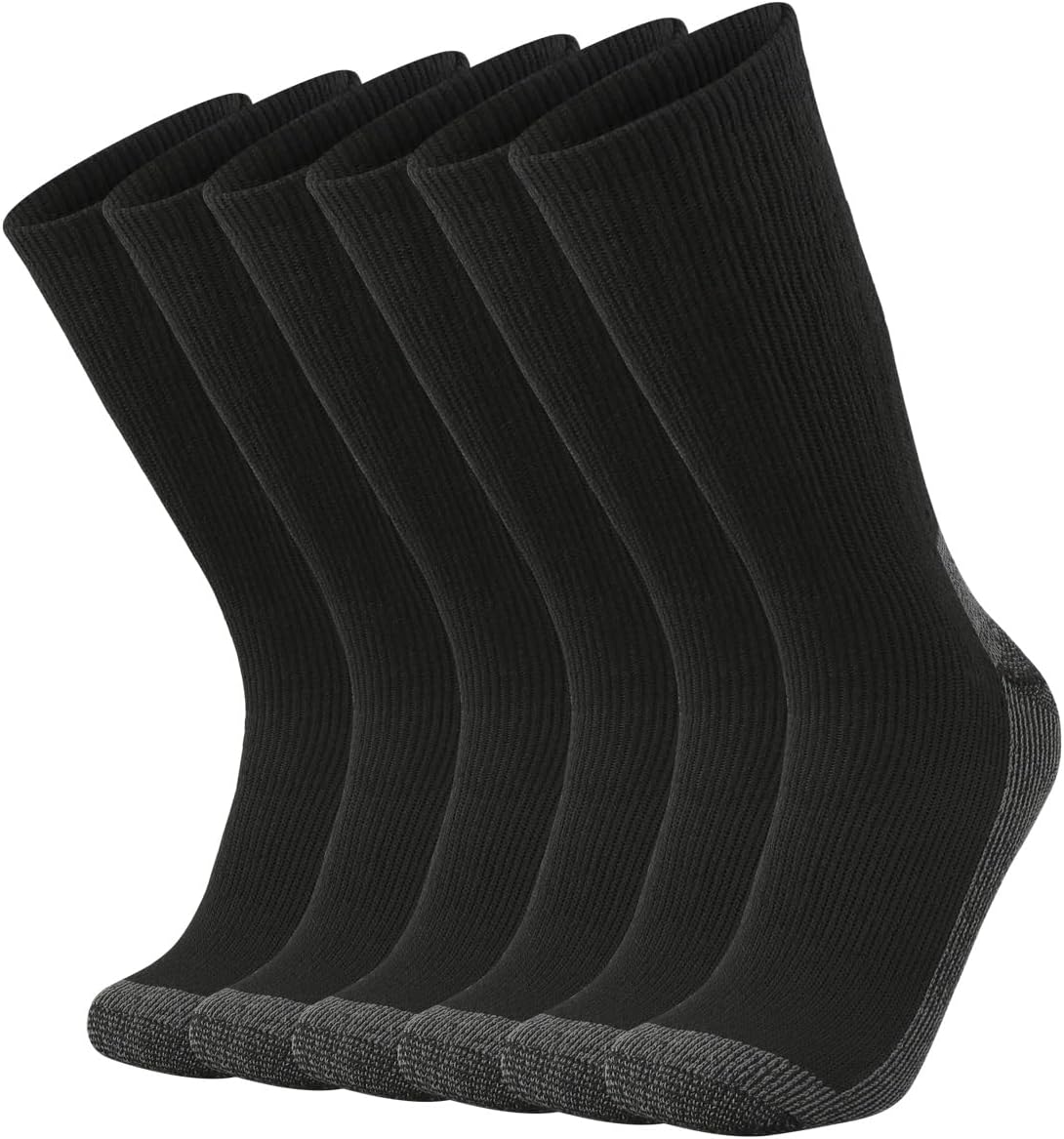 SOX TOWN Men's Merino Wool Cushion Crew Socks Moisture Wicking Control for Outdoor Hiking Work Boot Thermal Warm All Seasons